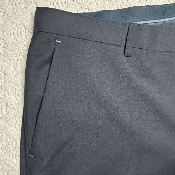 Hugo Boss Mens Modern Fit Wool Pants Size w36 L31 Navy Blue Flat Front Trousers - Picture 5 of 12